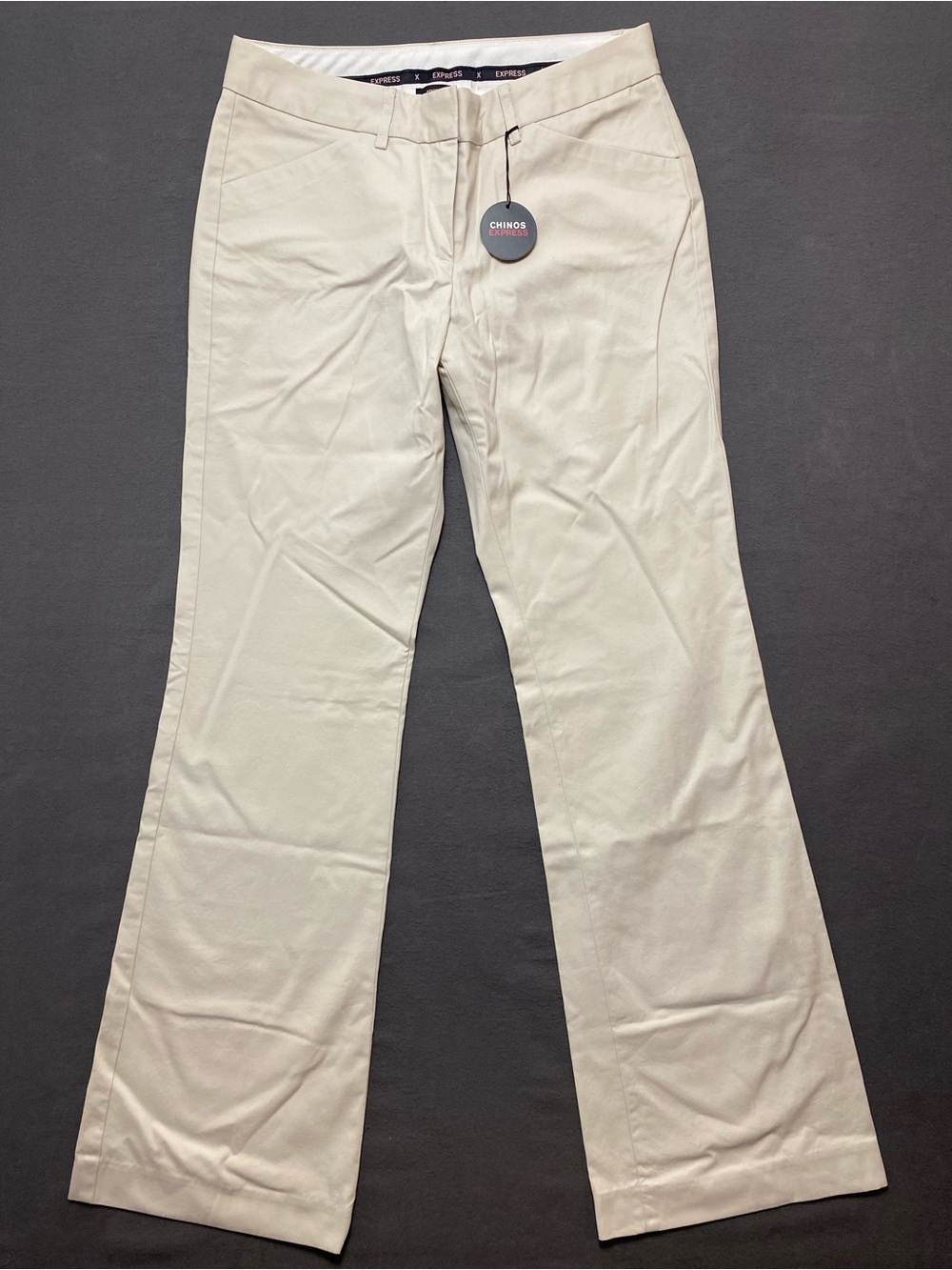 Express Women’s Editor Beige Chino Jeans - Classic Straight Fit 4 L